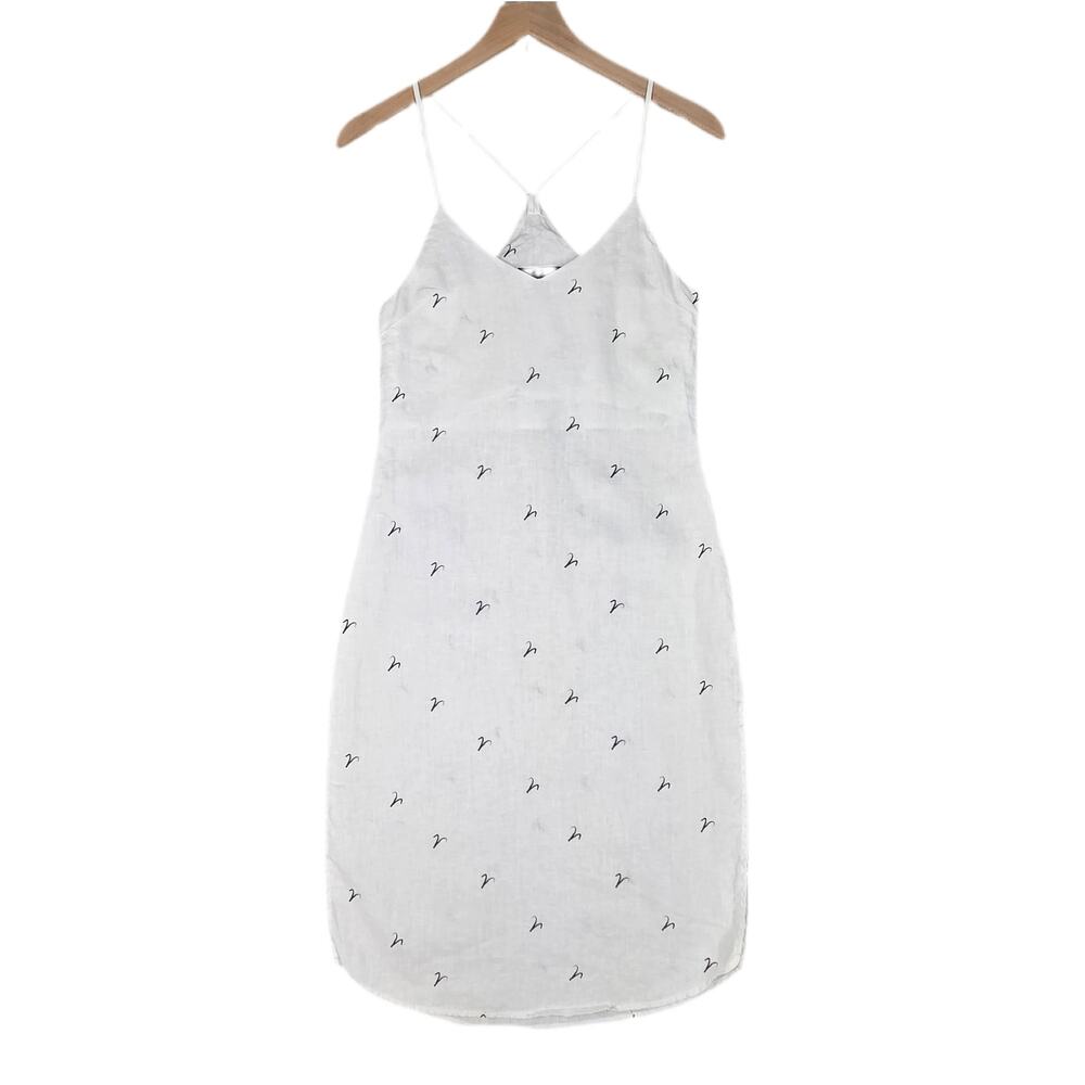 JASMINE AND WILL 100% LINEN WHITE / BLUE SLIP DRESS – WHITE – SIZE XS